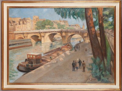 Le Pont Neuf à Paris. Importante H/toile Signée: Broët