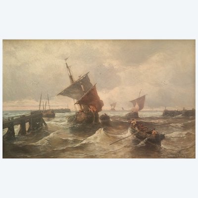 Jean MAZZELLA - Entrée d'un port en Normandie