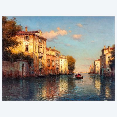 Ölgemälde auf Leinwand: „Venedig“, signiert von Marc Aldine, genannt Bouvard