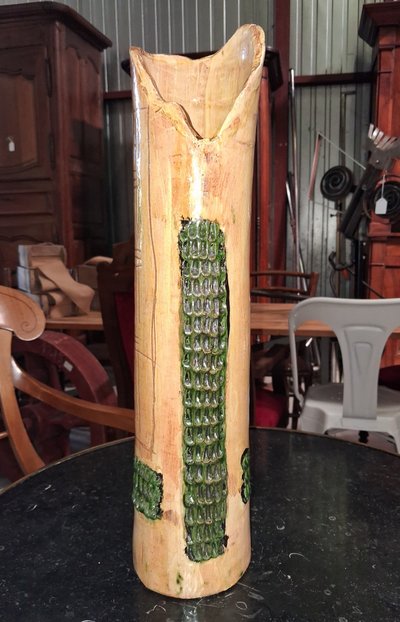 Grand vase en grès émaillé signé "Haut 49" – Travail d'atelier, vers 1950