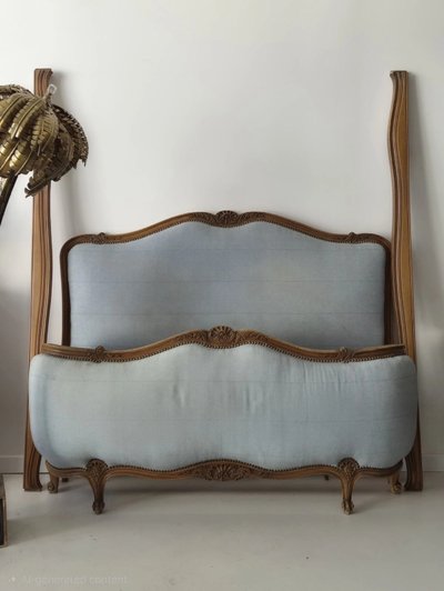 Antique French Louis XV Bed Demi Corbeille Double