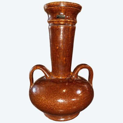 Large glazed stoneware vase with handles – Les Potiers d'Accolay – 1950s-1960s
