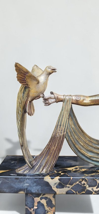 Bronzeskulptur im Art-Deco-Stil, signiert H. Molins