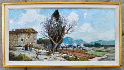 VIDAL Gustave (1895-1966) "Amandiers en fleurs dans les Alpilles" Provence Avignon Alpilles Paris
