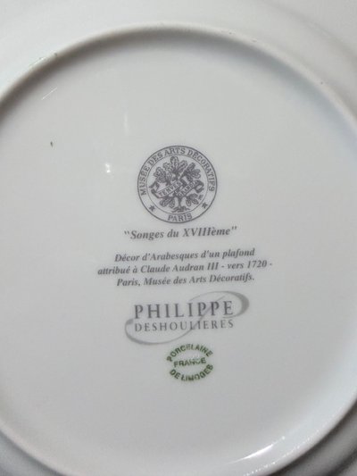 Servizio da dessert in porcellana di Limoges di Philippe Deshoulières – modello "Sogni del XVIII secolo"