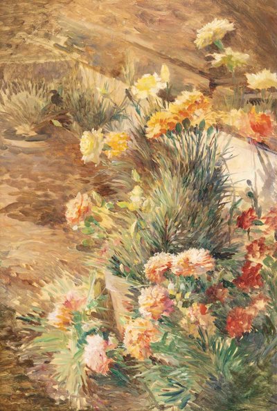 Jardin fleuri, huile sur toile, école impressionniste française, début du XXᵉ siècle