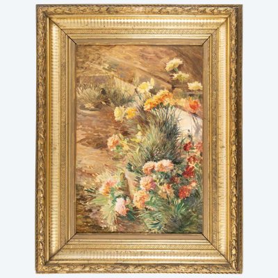 Jardin fleuri, huile sur toile, école impressionniste française, début du XXᵉ siècle
