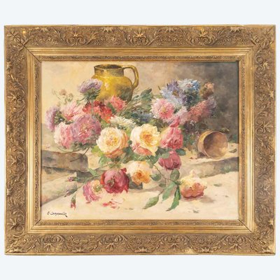 Edmond Van Coppenolle (1846-1914) – Grande nature morte aux fleurs