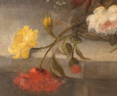 M. Cochon-Danquin (XIXᵉ siècle) – Nature morte à la corbeille de fleurs, 1884 – Huile sur toile