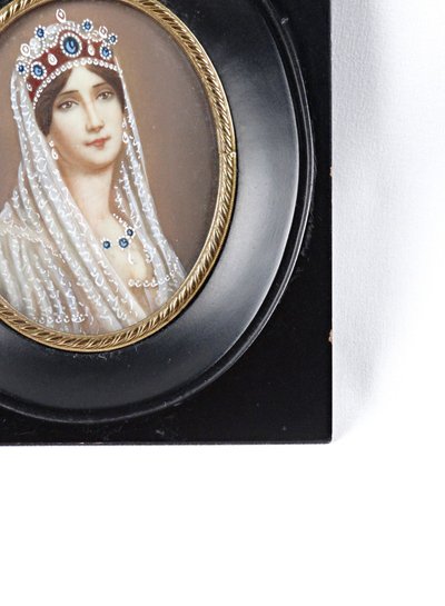 Miniature portrait de l'impératrice Joséphine signé Dimarch XIXe sur ivoirine