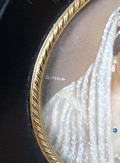 Miniature portrait de l'impératrice Joséphine signé Dimarch XIXe sur ivoirine
