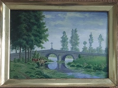 Masson - (scuola francese) - Il ponte con la croce - XIX secolo