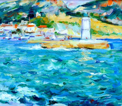 Max Agostini (1914-1997) "Entrance to the port and view of the town of Cassis" Provence Marseille Paris