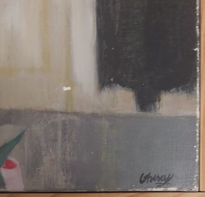 Odette Deray - (1918 - 2010) - La Porte - huile sur toile - Dôle - 
