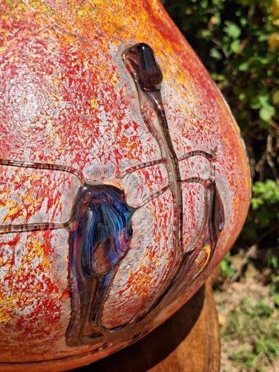 Vase en verre soufflé polychrome Jean-Claude Novaro (1943-2014) 