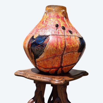 Vase en verre soufflé polychrome Jean-Claude Novaro (1943-2014) 