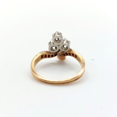 Bague duchesse Belle Époque diamants et perle fine