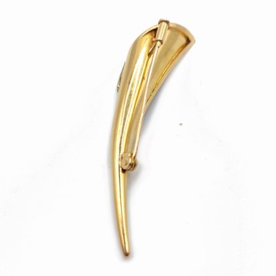 Broche des années 1940 en feuille enroulée - or 18k et diamants