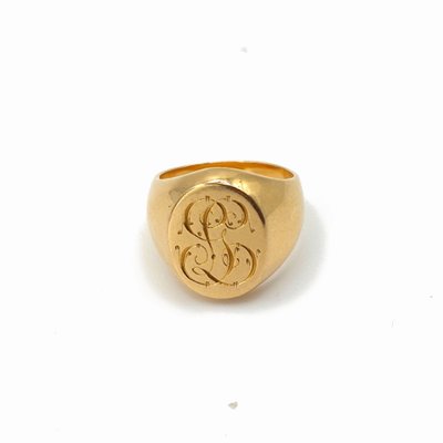 Chevalière monogrammée, or jaune 18k