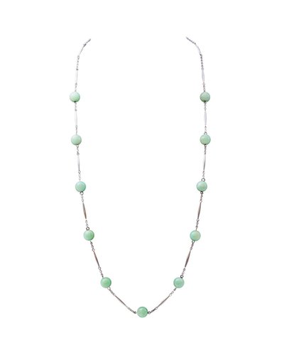 French 1940s Silver Amazonite Bead Necklace