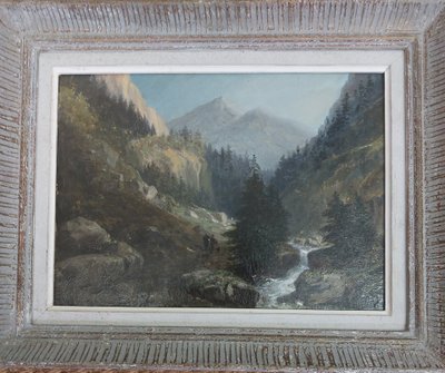 Anonyme - Paysage de montagne - huile sur panneau - XIXéme siècle