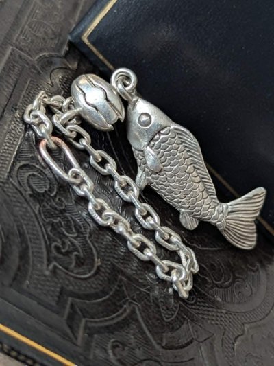Vintage French Silver Fish Keychain
