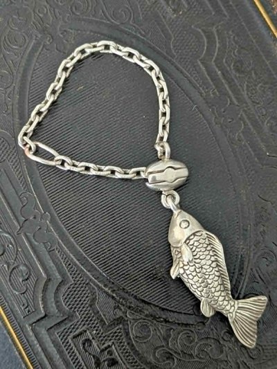 Vintage French Silver Fish Keychain