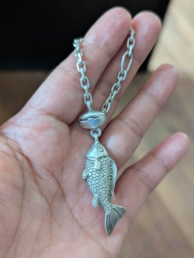 Vintage French Silver Fish Keychain