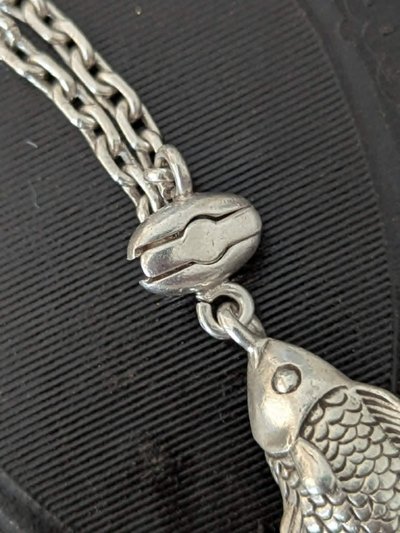 Vintage French Silver Fish Keychain