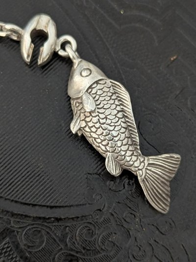 Vintage French Silver Fish Keychain