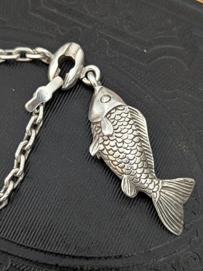 Vintage French Silver Fish Keychain