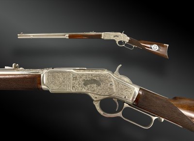 CARABINE WINCHESTER Mod. 1873, GRAND LUXE, GRAVÉE ET ARGENTÉE