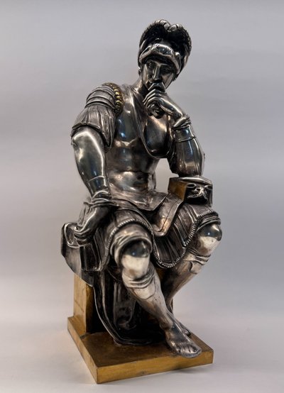 Sculpture en bronze argenté, Laurent de Medicis, XIXème Barbedienne H 37 