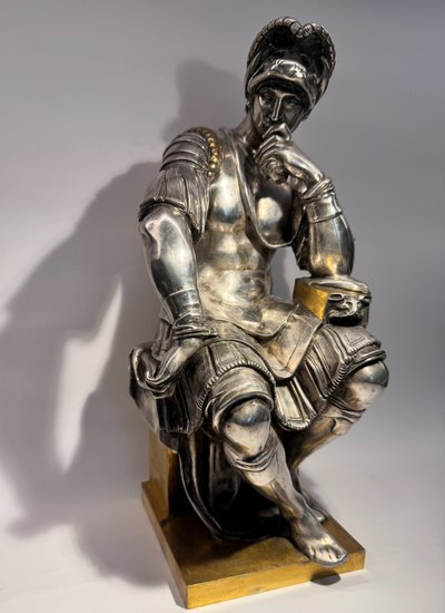 Sculpture en bronze argenté, Laurent de Medicis, XIXème Barbedienne H 37 
