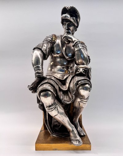 Sculpture en bronze argenté, Laurent de Medicis, XIXème Barbedienne H 37 