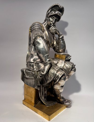Sculpture en bronze argenté, Laurent de Medicis, XIXème Barbedienne H 37 