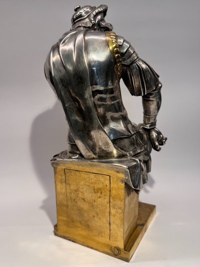 Sculpture en bronze argenté, Laurent de Medicis, XIXème Barbedienne H 37 