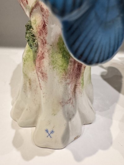 Paire de perroquets perchés en porcelaine de Paris (Bourdois & Bloch) H36