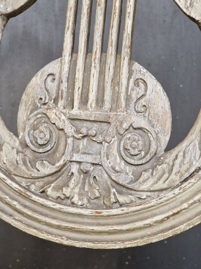 Chaise lyre Louis XVI 18ème style Georges Jacob (1739–1814) bois laqué patiné