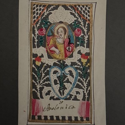 Canivet XVIIIe peint à la main travail de dentelle