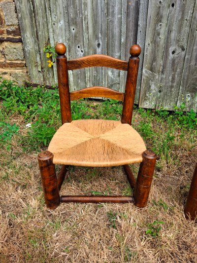 Paire de chaises basses dudouyt assise paille