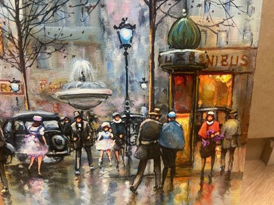 tableau Armand LOURENÇO 1925-2004 La fête à Pigalle Manège Paris Montmartre Huile sur toile 
