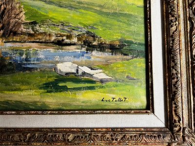 Luc Tullat (1895-1984) – Paysage de village français, huile sur toile, cadre de style Montparnasse
