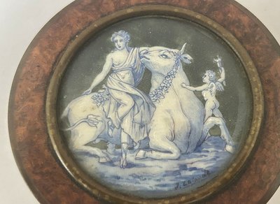 Boîte ronde loupe amboine miniature enlèvement Europe J. Lalande XIXème