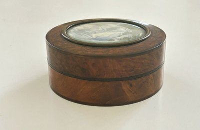 Boîte ronde loupe amboine miniature enlèvement Europe J. Lalande XIXème