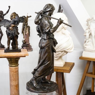 SCULPTURE - THE GLEANER , EUGENE AIZELIN (1821–1902) - BRONZE