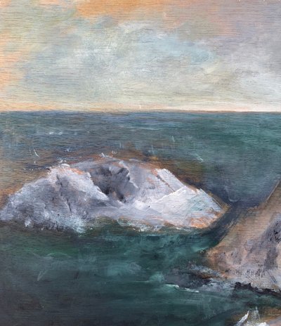 Isabelle Hennessy, Saint-Lunaire, la pointe des decollés, huile sur panneau