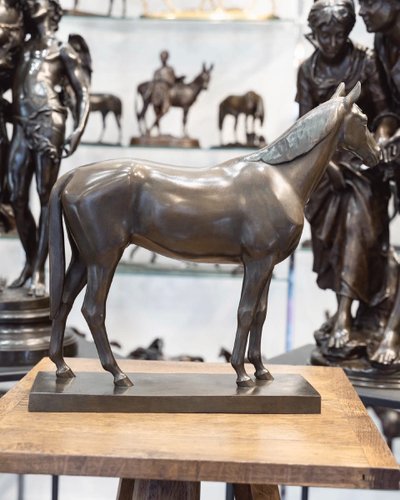 SCULPTURE - PORTRAIT DU CHEVAL "HONDURAS" , WILLEM KRIEGER (1877-1945) - BRONZE