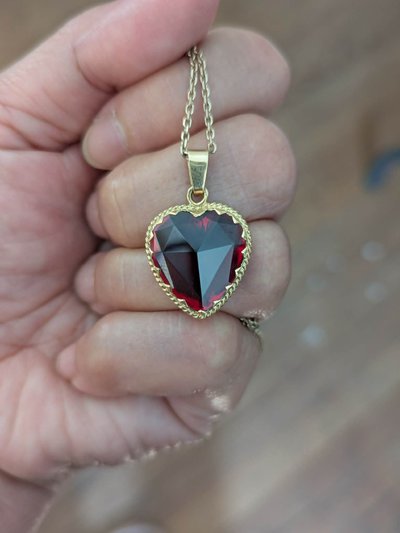 Pendentif Grand Cœur Or 18k & Grenat de CATALAN Bijou traditionnel Catalan  4.16 grams   