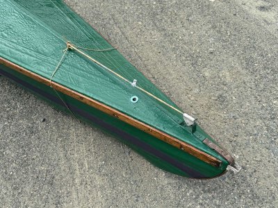 Canoé-Kayak en pin d'oregon des années 1950 avec 3 sièges et 2 rames en acajou 